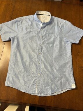 John Varvatos Light Blue Short-Sleeve Microdot Button-Down Shirt